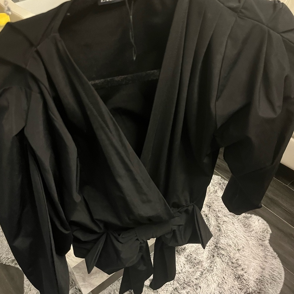 Black Zara bowtie shirt